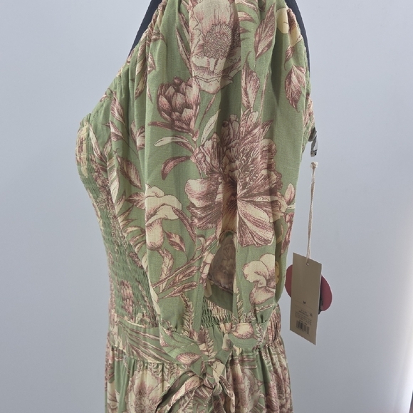 Aguabendita Green and Brown Floral Midi Dress With Pockets NWT - Picture 10 of 16